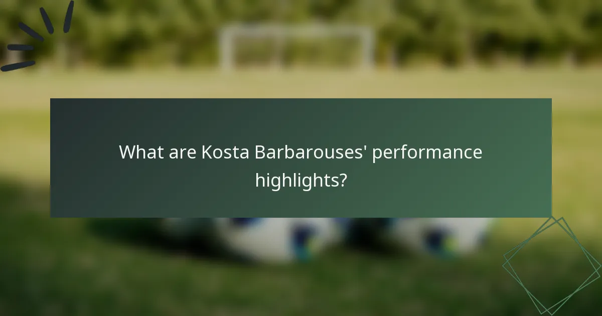 What are Kosta Barbarouses' performance highlights?